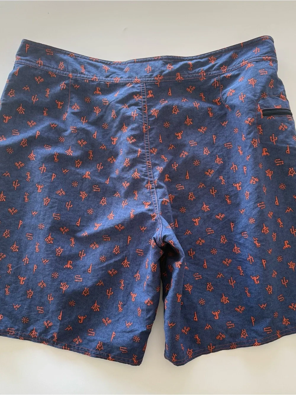 Patagonia Mens Board Shorts Blue Orange Southwest Desert Print Swim Trunks 36
